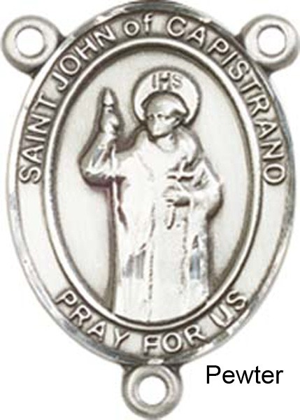 St. John of Capistrano Rosary Centerpiece Sterling Silver or Pewter - Pewter