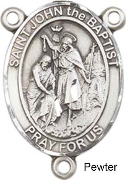 St. John the Baptist Rosary Centerpiece Sterling Silver or Pewter - Pewter