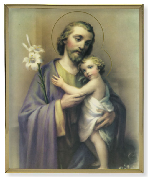 St. Joseph Gold Frame 13.5x16.5 Plaque - Full Color