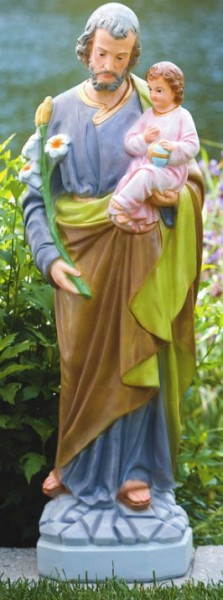 St. Joseph Holding Jesus Statue 34 inches - Detailed Color Finish