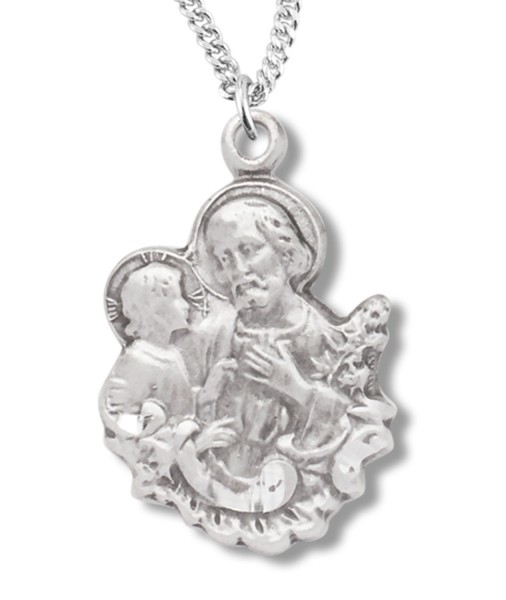 St. Joseph and Child Figure Form Necklace - Sterling Silver