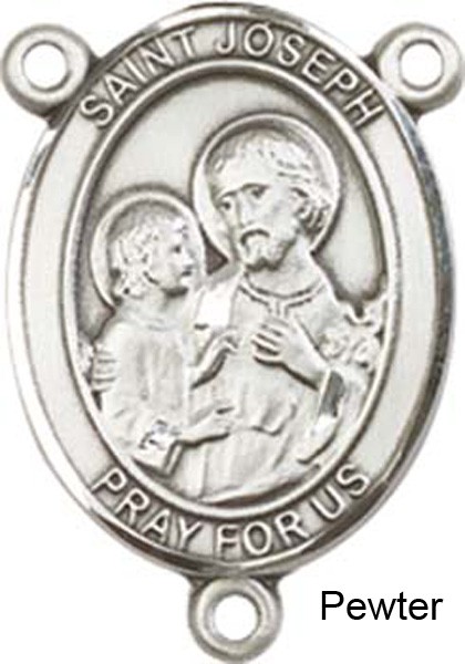 St. Joseph Rosary Centerpiece Sterling Silver or Pewter - Pewter