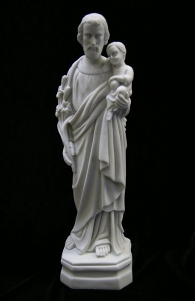 Saint Joseph Statue White Marble Composite - 16 inch - White