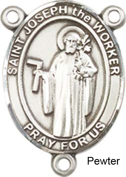 St. Joseph the Worker Rosary Centerpiece Sterling Silver or Pewter - Pewter