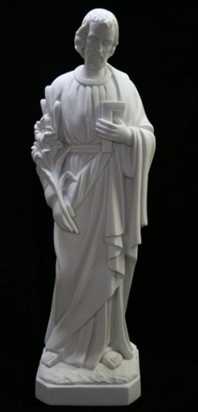 Saint Joseph the Worker Statue White Marble Composite - 33 inch - White