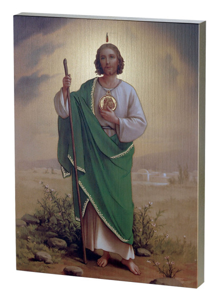 St. Jude Embossed Wood Plaque - Full Color
