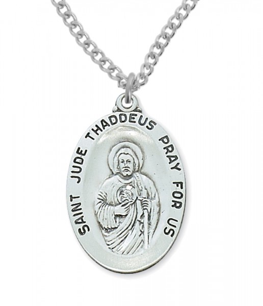 Men's Wide Oval St. Jude Medal Sterling Silver - Silver