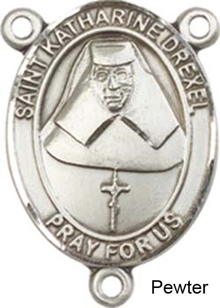 St. Katharine Drexel Rosary Centerpiece Sterling Silver or Pewter - Pewter