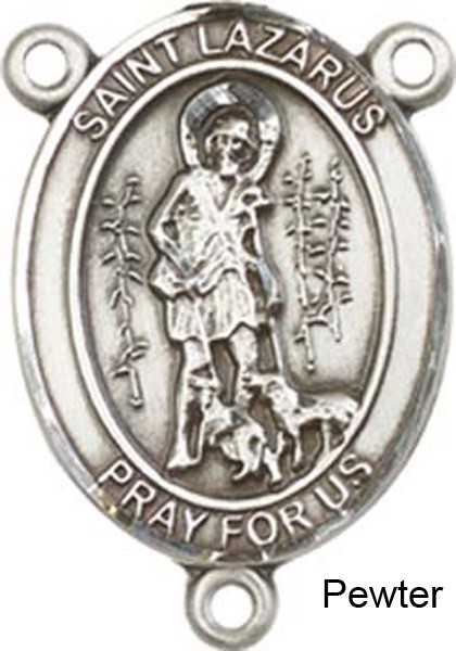 St. Lazarus Rosary Centerpiece Sterling Silver or Pewter - Pewter