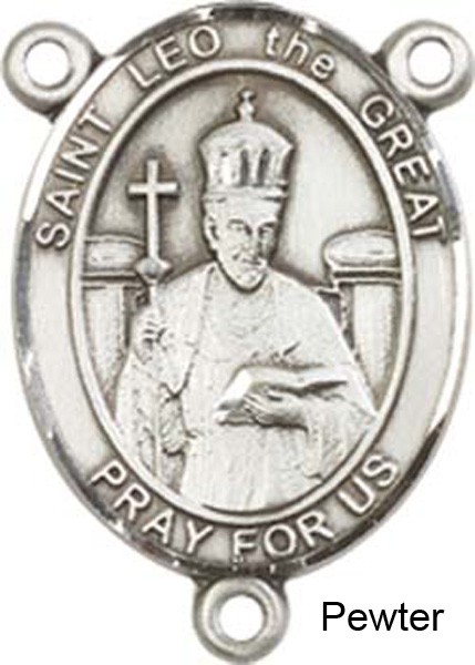 St. Leo the Great Rosary Centerpiece Sterling Silver or Pewter - Pewter