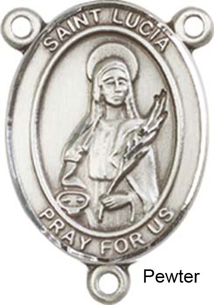 St. Lucia of Syracuse Rosary Centerpiece Sterling Silver or Pewter - Pewter