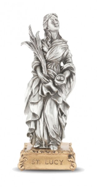 Saint Lucy Pewter Statue 4 Inch - Pewter