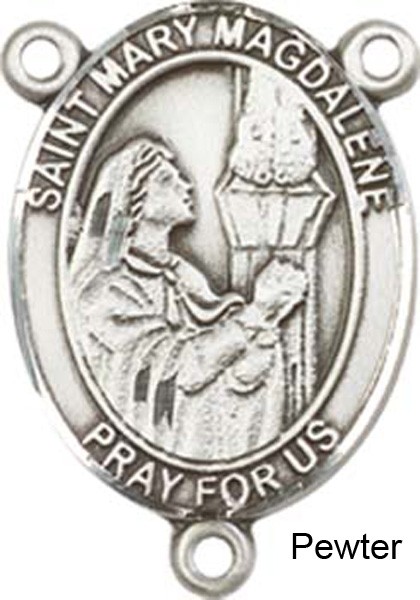 St. Mary Magdalene Rosary Centerpiece Sterling Silver or Pewter - Pewter