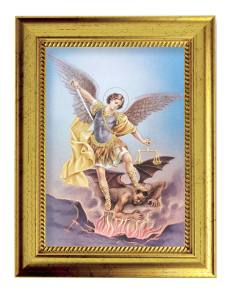 St. Michael 5x7 Print in Gold-Leaf Frame - Full Color