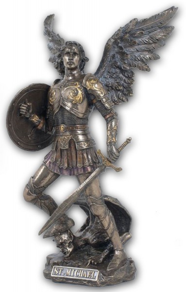 St. Michael Bronzed Resin Statue - 12.5 Inches - Bronze