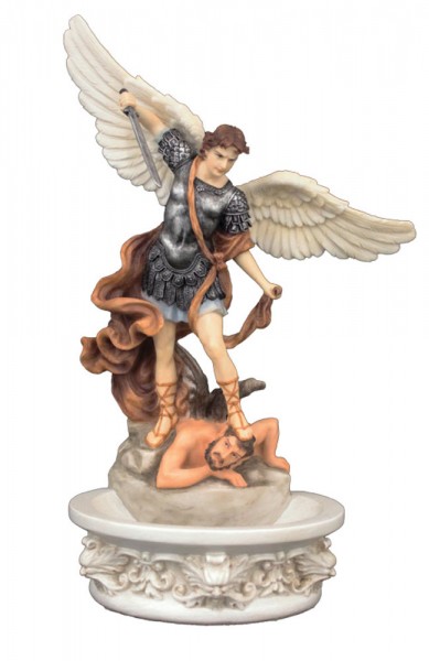 St. Michael Hand Painted Water Font - 8 inch - Full Color