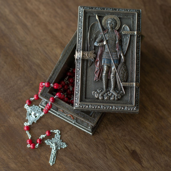 St. Michael Keepsake Rectangular Box - Bronze
