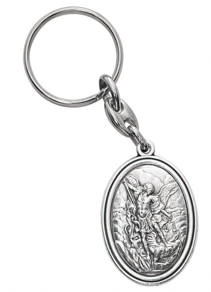 St. Michael Key Ring - Silver