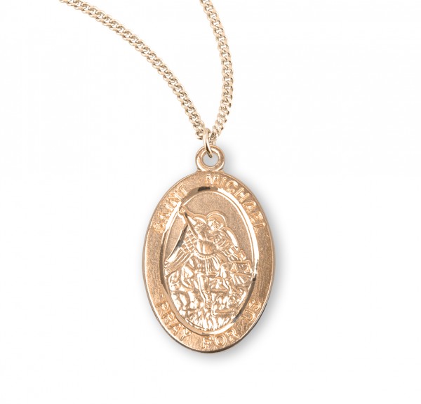 St. Michael Oval 16KT Gold Medal - Gold Plated