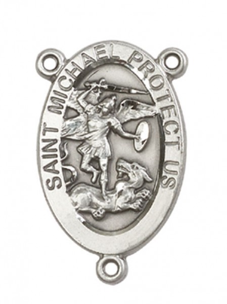 St. Michael Rosary Centerpiece - Pewter