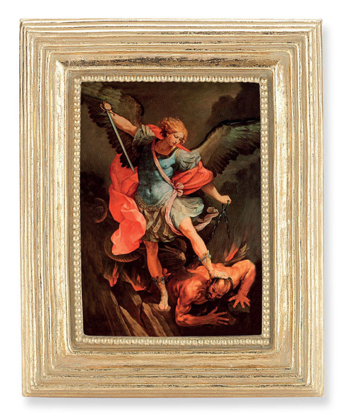 St. Michael Slay the Devil 2.5x3.5 Print Under Glass - Gold