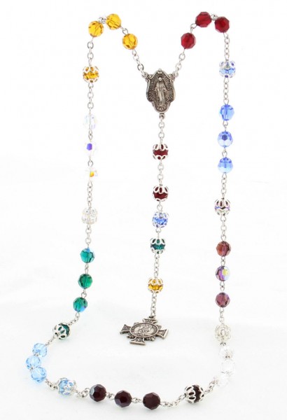 St. Michael Swarovski Crystal Chaplet Rosary - Multi-Color