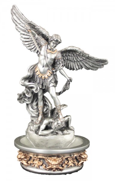 St. Michael Water Font, Silver Gold - 8 inch - Gold | Silver