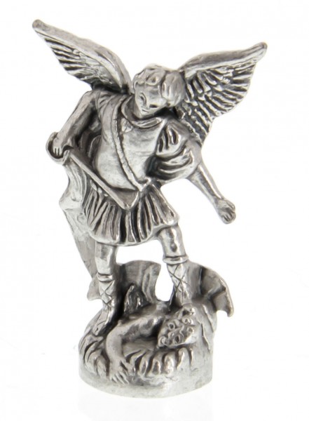 St Michael the Archangel Pocket Statue with Holy Card - Multi-Color