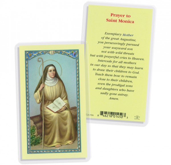 St. Monica Prayer Biography Laminated Prayer Card - 25 Cards Per Pack .80 per card