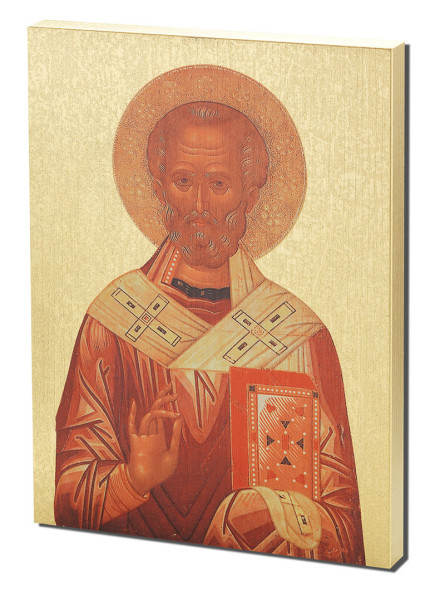 St. Nicholas Embossed Wood Plaque - Full Color