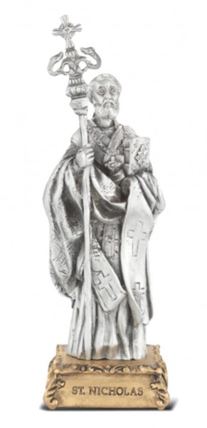 Saint Nicholas Pewter Statue 4 Inch - Pewter