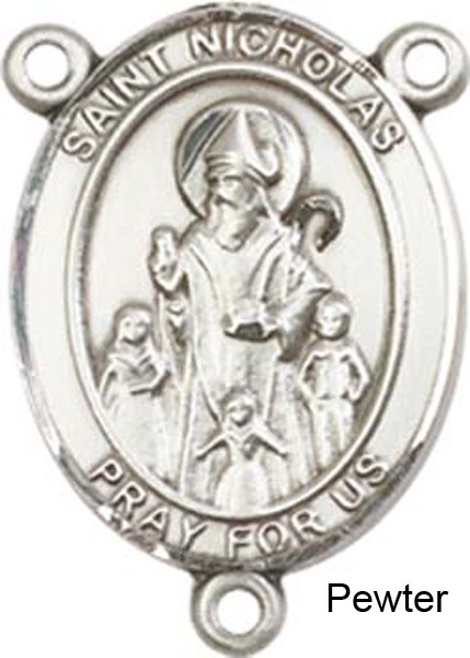 St. Nicholas Rosary Centerpiece Sterling Silver or Pewter - Pewter