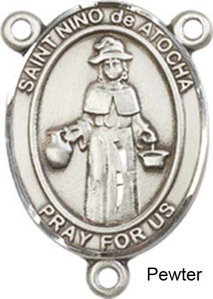St. Nino De Atocha Rosary Centerpiece Sterling Silver or Pewter - Pewter