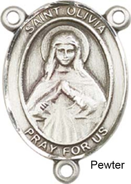 St. Olivia Rosary Centerpiece Sterling Silver or Pewter - Pewter