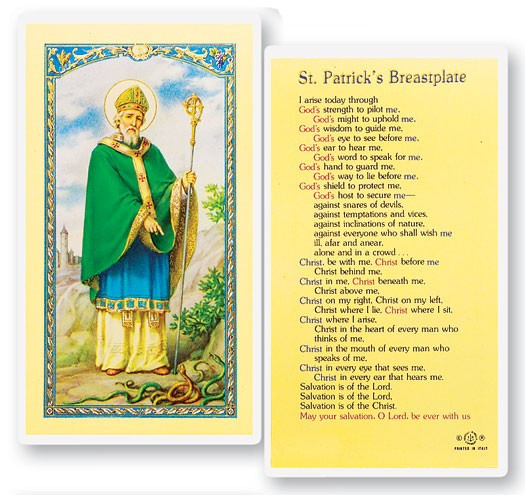 St. Patrick Breastplate Laminated Prayer Card - 1 Prayer Card .99 each