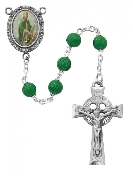 St. Patrick Green Glass Rosary - Green