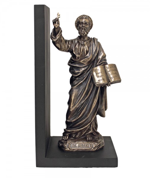 St. Peter Bookend, Bronzed Resin - 9.5 inch - Bronze