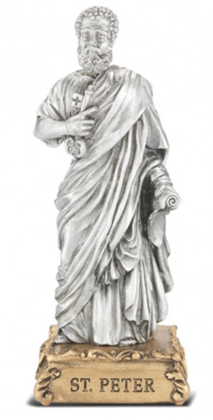Saint Peter Pewter Statue 4 Inch - Pewter
