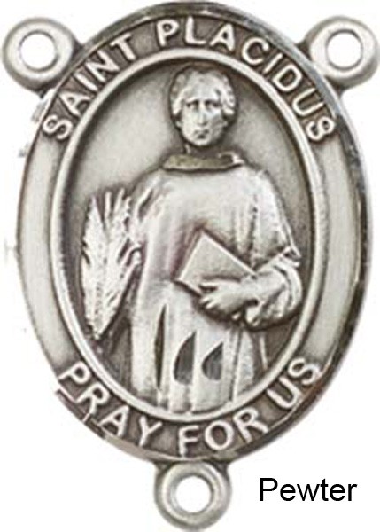 St. Placidus Rosary Centerpiece Sterling Silver or Pewter - Pewter