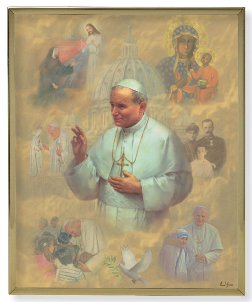 St. Pope John Paul II Gold Frame 8x10 Plaque - Full Color