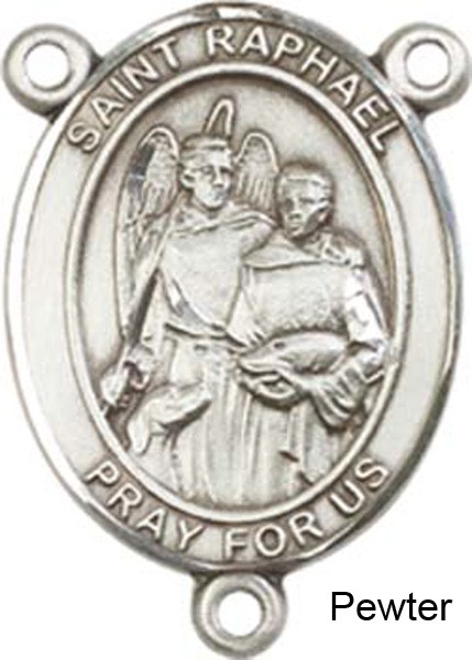 St. Raphael the Archangel Rosary Centerpiece Sterling Silver or Pewter - Pewter