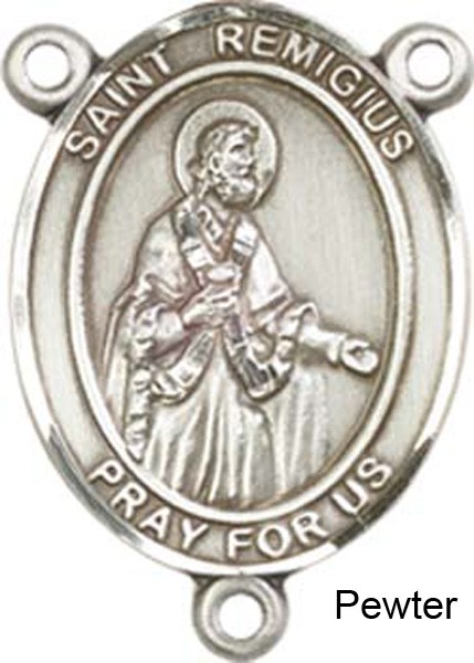 St. Remigius of Reims Rosary Centerpiece Sterling Silver or Pewter - Pewter