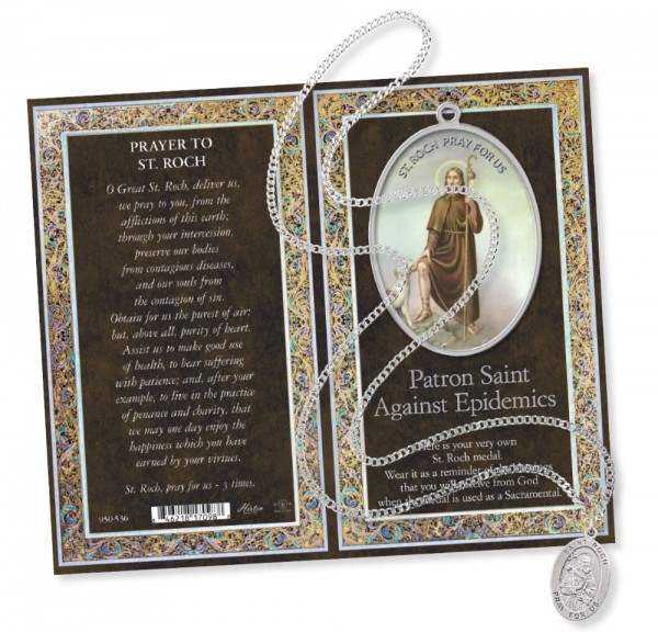 St. Roch Medal in Pewter with Bi-Fold Prayer Card - Silver-tone