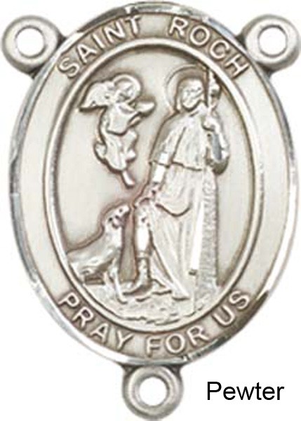 St. Roch Rosary Centerpiece Sterling Silver or Pewter - Pewter