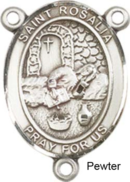 St. Rosalia Rosary Centerpiece Sterling Silver or Pewter - Pewter