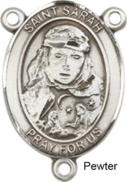 St. Sarah Rosary Centerpiece Sterling Silver or Pewter - Pewter