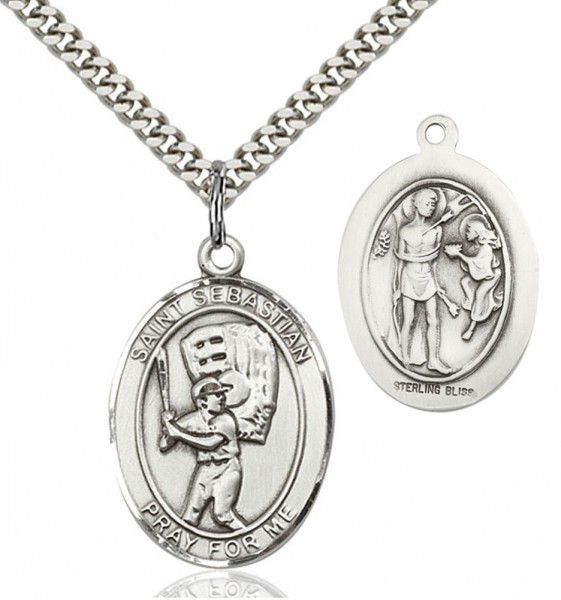 St. Sebastian Baseball Medal - Sterling Silver