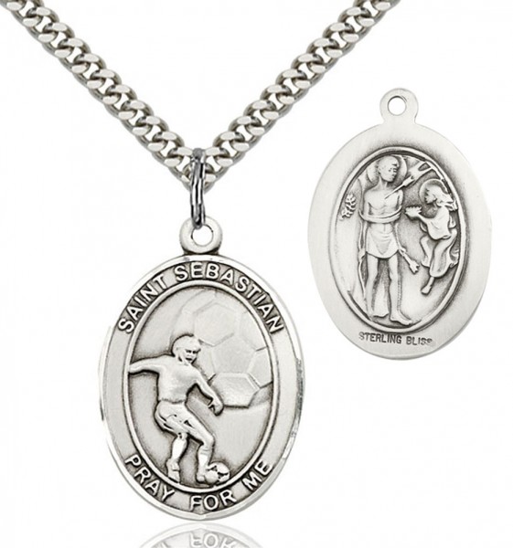 St. Sebastian Soccer Medal - Sterling Silver