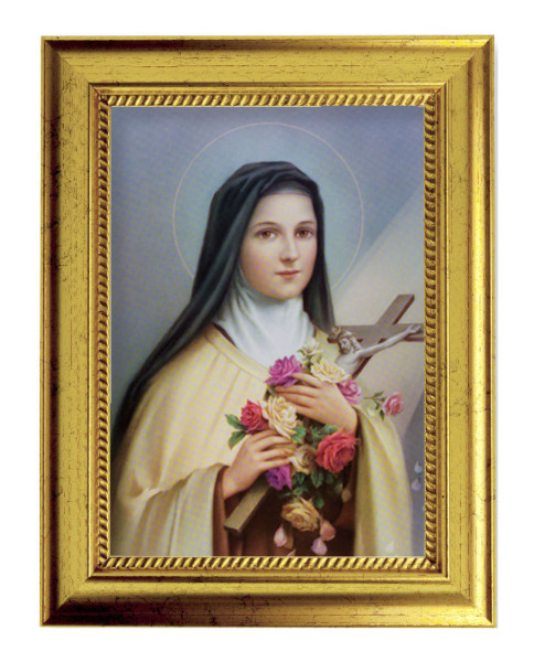 St. Therese 5x7 Print in Gold-Leaf Frame - Full Color