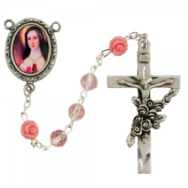 St. Therese Rose Themed Rosary - Pink